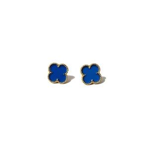 Clover Blue and Gold Stud Earrings
